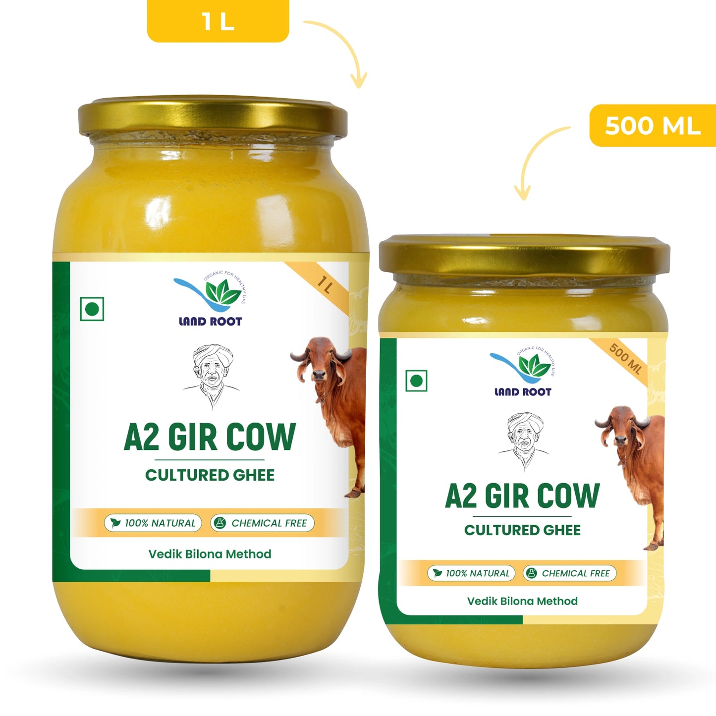 Organic A2 Gir Cow Ghee (Vedic Bilona Method/Cultured Ghee)