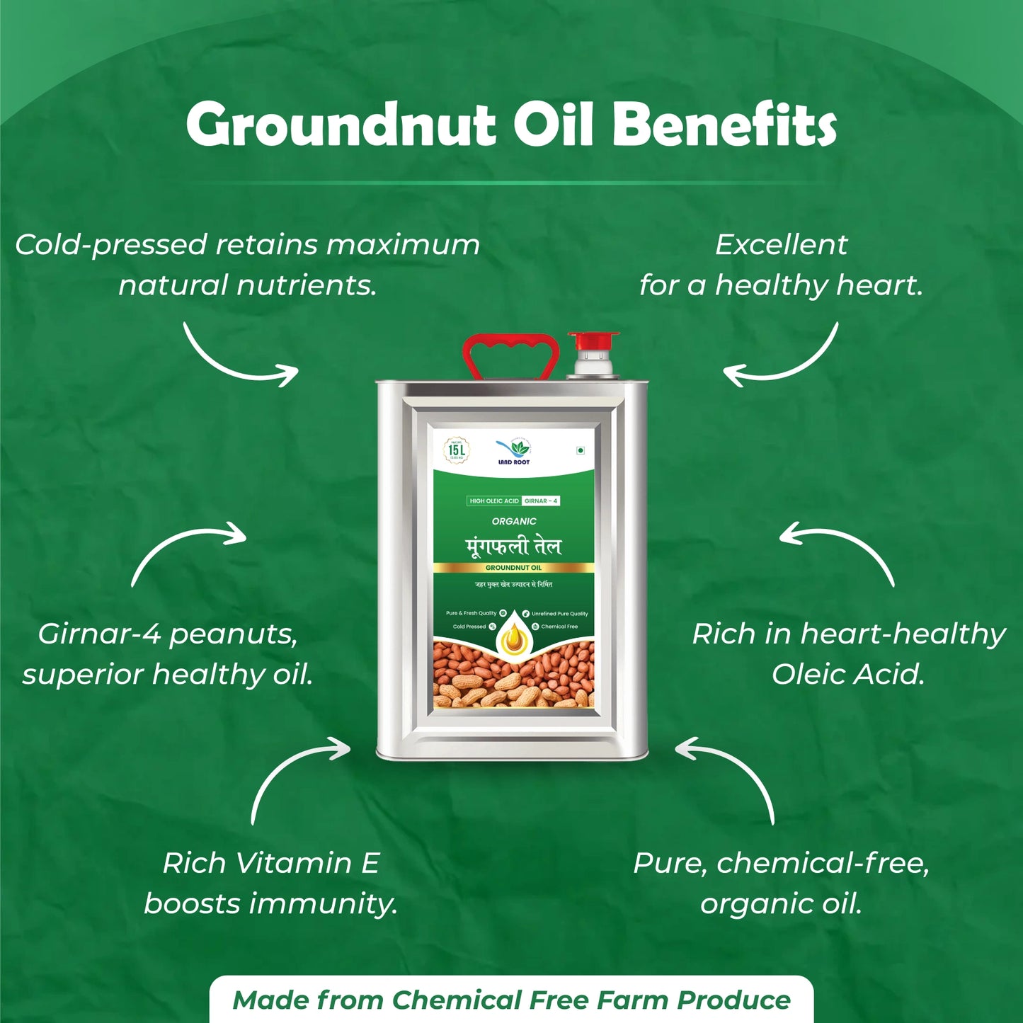 Organic High Oleic Acid Groundnut Oil