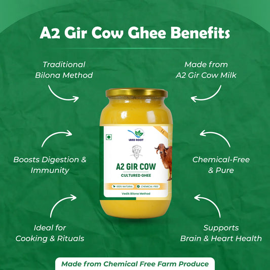 Organic A2 Gir Cow Ghee (Vedic Bilona Method/Cultured Ghee)