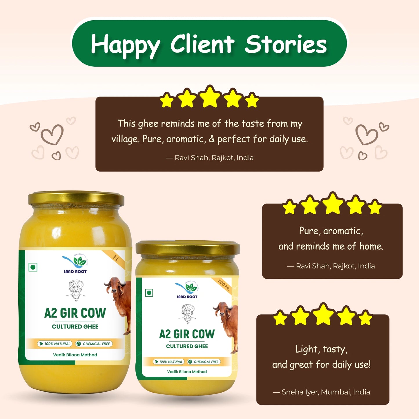 Organic A2 Gir Cow Ghee (Vedic Bilona Method/Cultured Ghee)