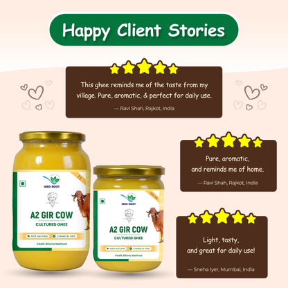 Organic A2 Gir Cow Ghee (Vedic Bilona Method/Cultured Ghee)