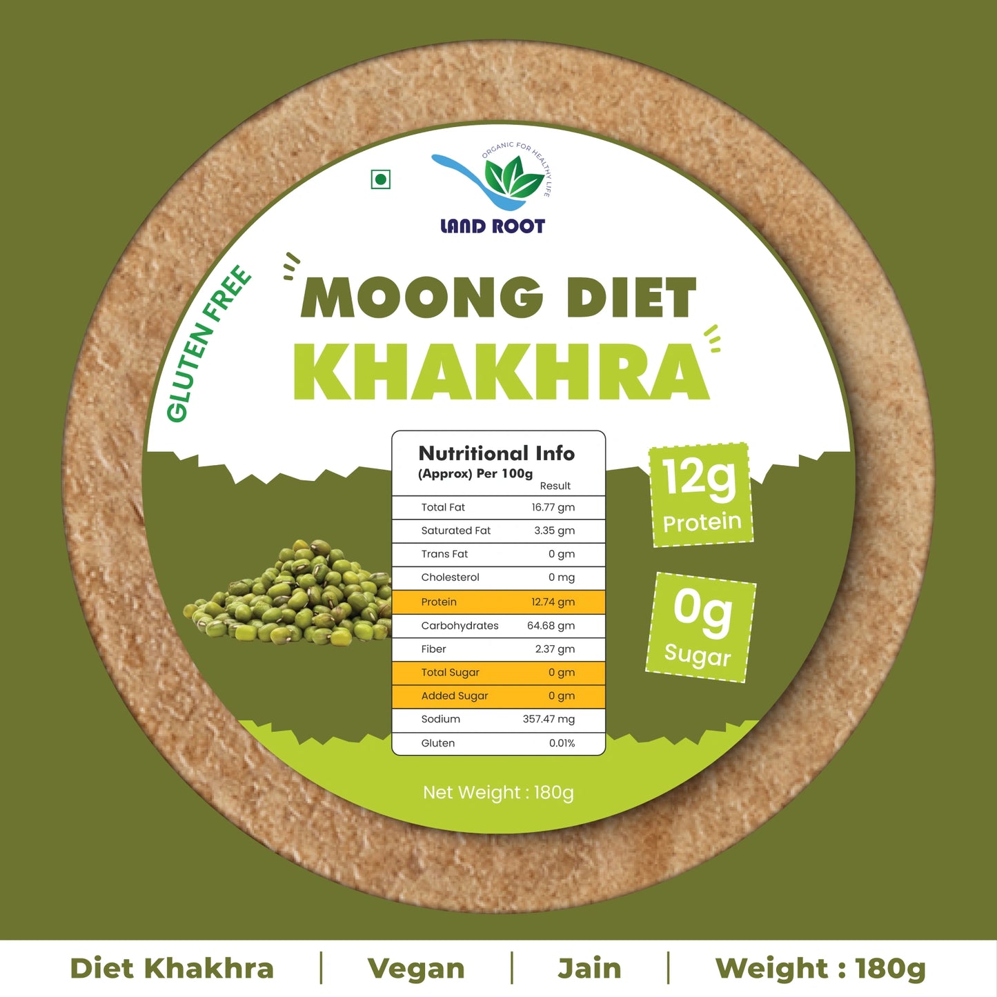 Moong Diet Khakhra - Gluten Free