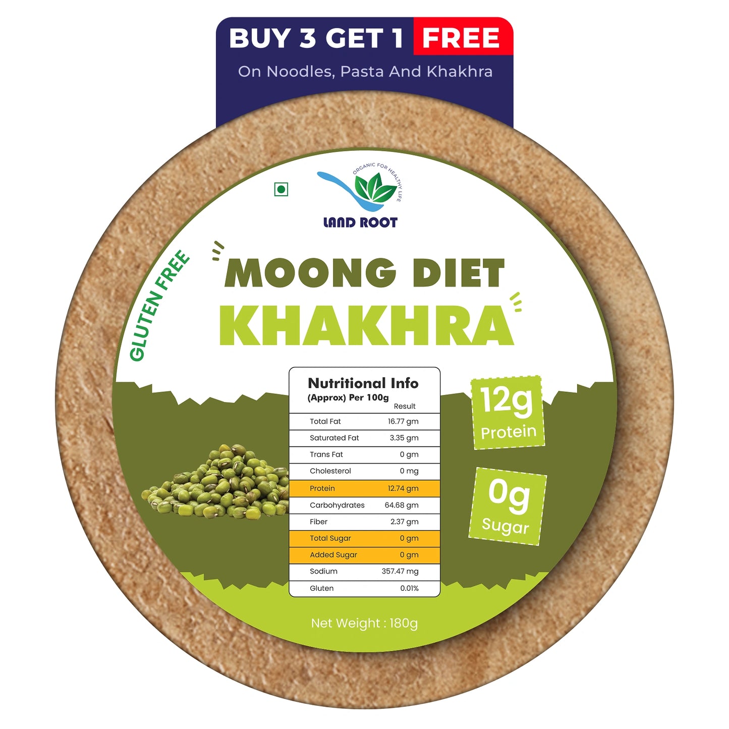 Organic Gluten Free Moong Diet Khakhra