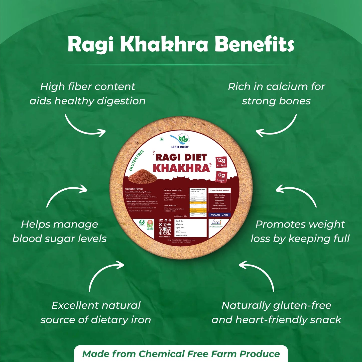 Organic Gluten Free Ragi Diet Khakhra